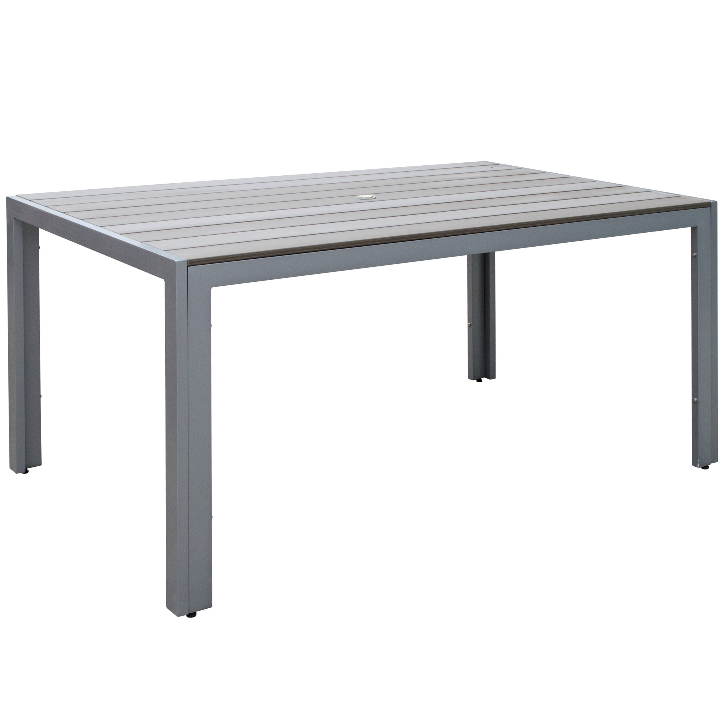 Sun Bleached Gray Aluminum Outdoor Dining Table