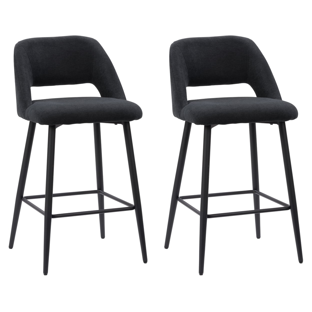 Elegant Luxe Black Velvet 28'' Barstool with Modern Iron Legs