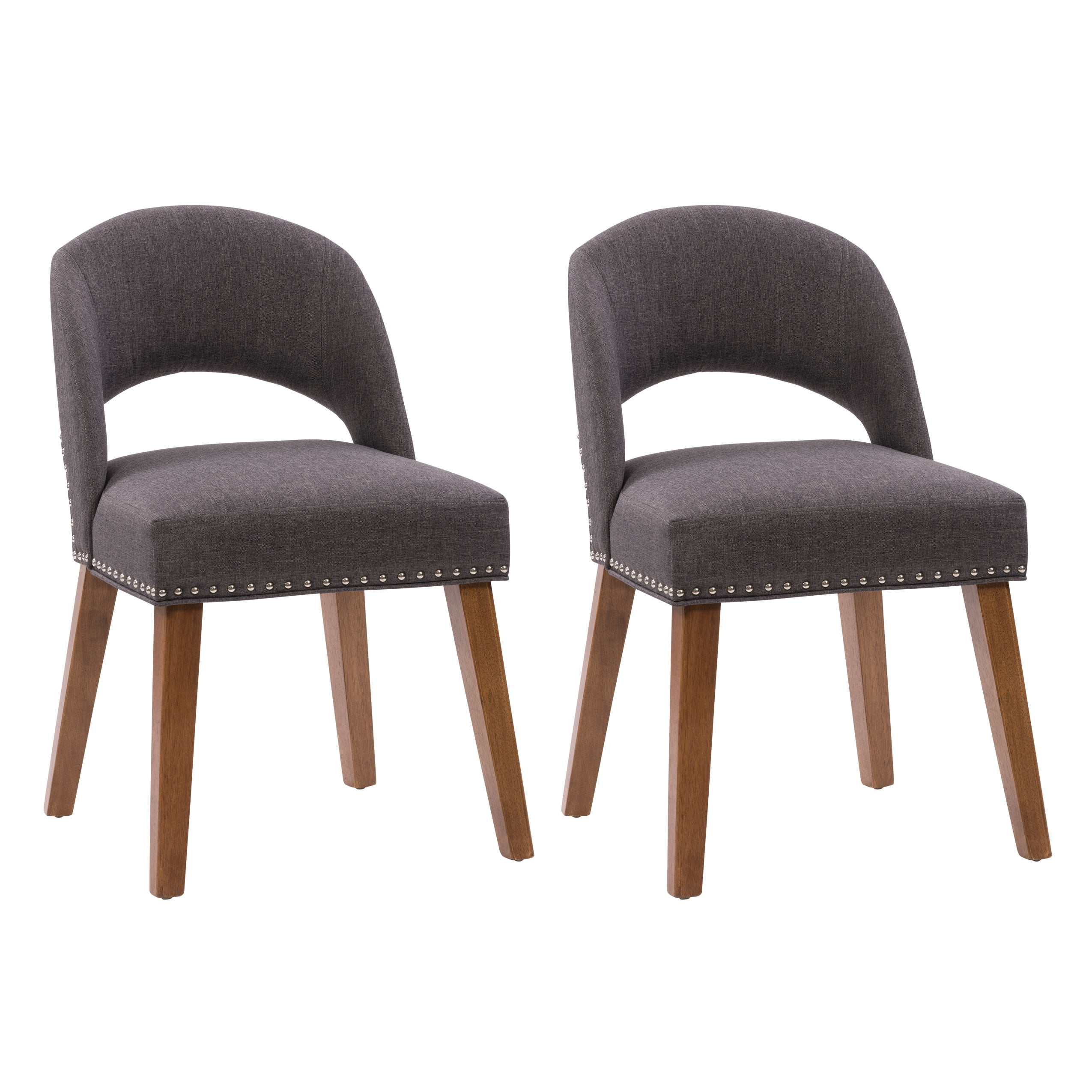 Tiffany Dark Gray Upholstered Side Chair with Wood Legs