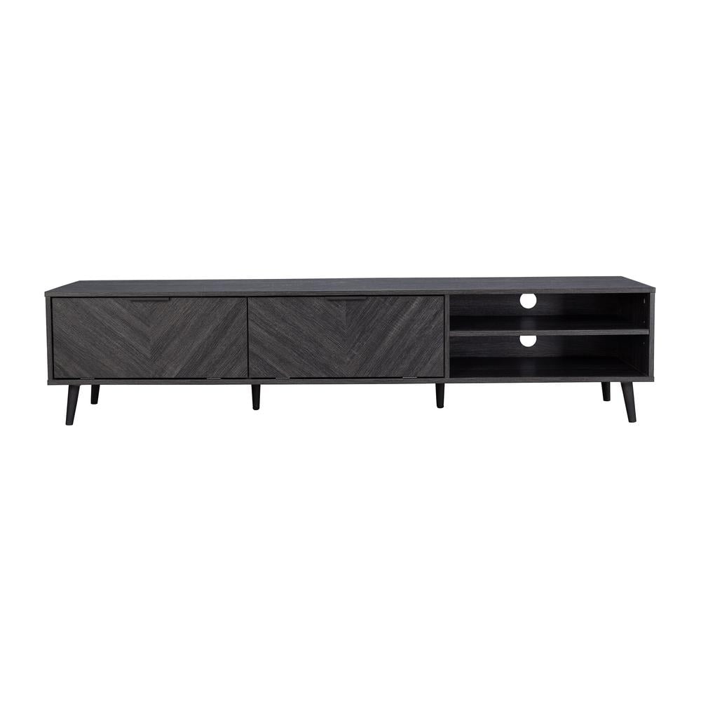 Himari Dark Gray Engineered Wood TV Stand with Cabinets