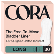 Cora 100% Organic Cotton Topsheet Bladder Incontinence Liners, Long Length, 30 Count