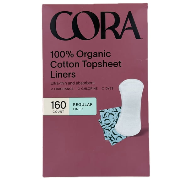 Cora 100% Organic Cotton Topsheet Liners, 160 Count