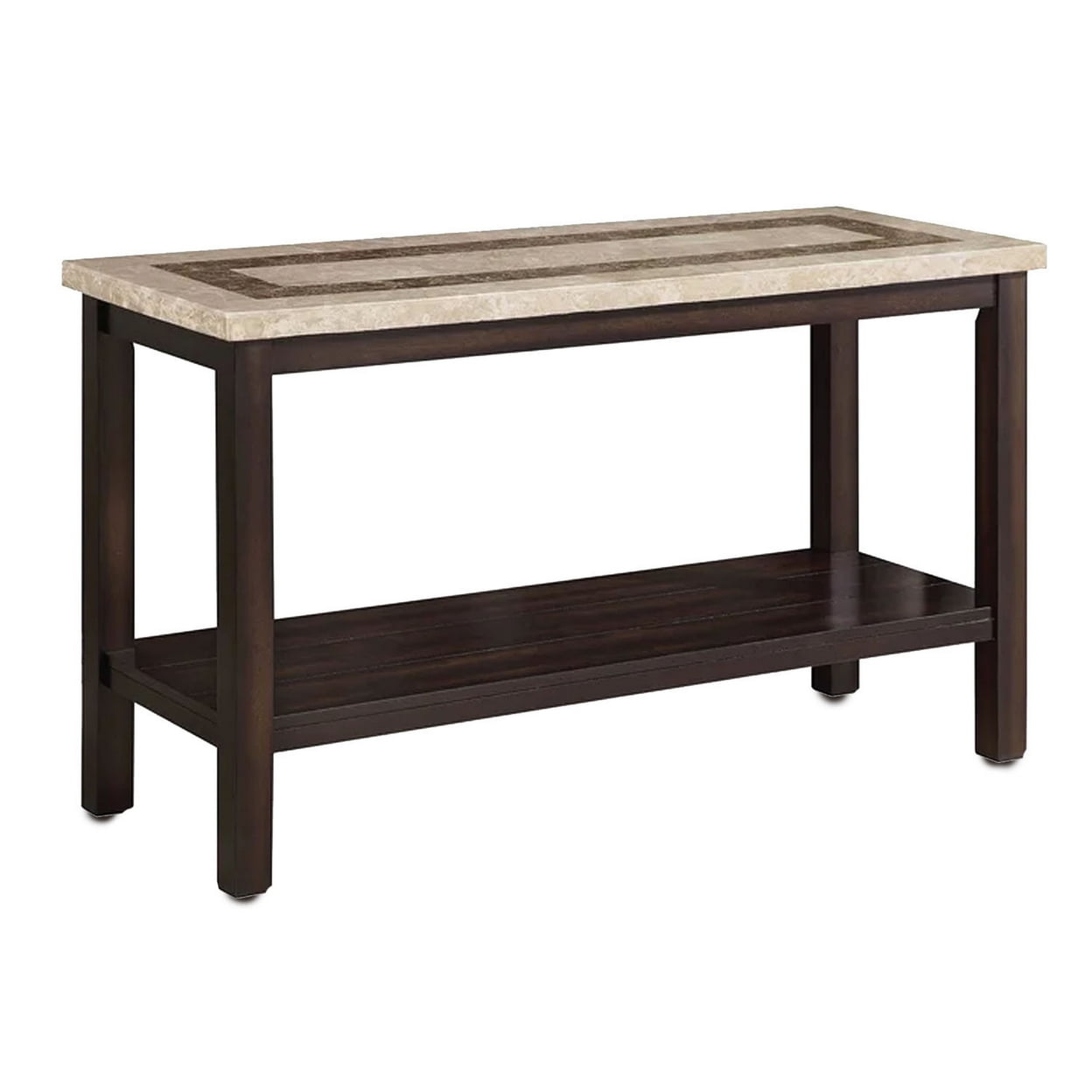 Cora 48 Inch Console Sofa Table, Faux Marble, Block Legs, Espresso ...