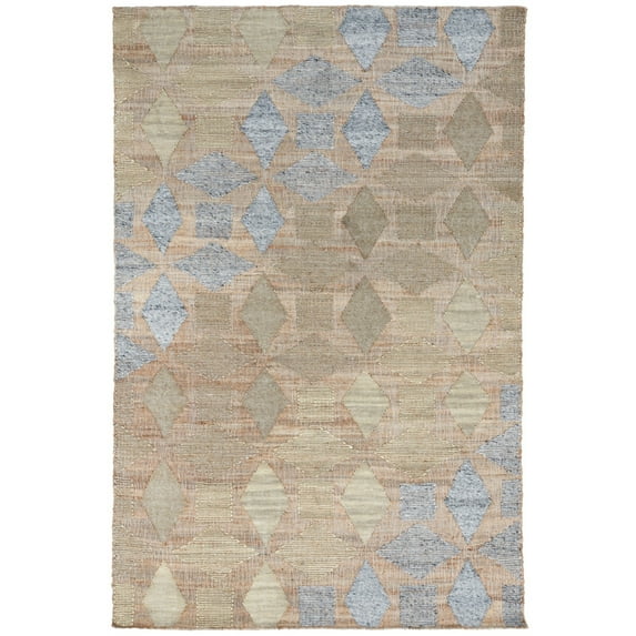 Cora 5 x 8 Area Rug Handwoven Diamond Pattern Natural Jute and Wool - Saltoro Sherpi
