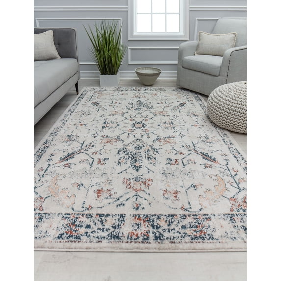 Cora CL20A Winter Wheat Transitional Vintage Ivory Area Rug, 5'3" x 7'0"