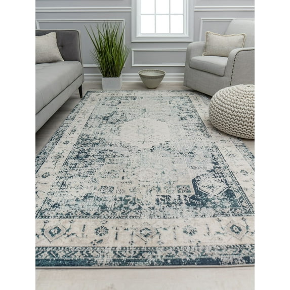 Cora CL25A French Toile Transitional Vintage Navy Area Rug, 8'0"X10'0"