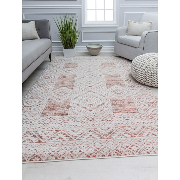 Cora CL45B Savannah Clay Transitional Vintage Rust Area Rug, 8'0"X10'0"