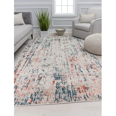Cora CL65A Blue Mist Transitional Vintage Rust Area Rug, 2'6" x 4'