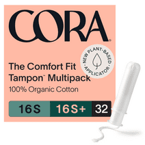 Cora Compact Applicator Tampons, 100% Organic Cotton, Super/Super+, 32 count