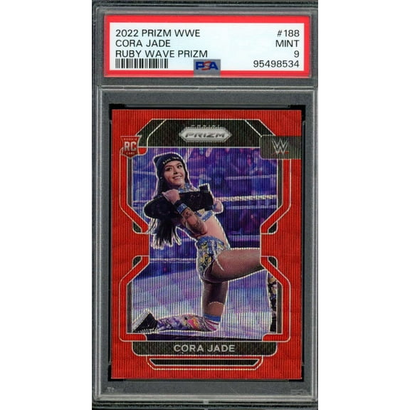 Cora Jade Rookie Card 2022 Prizm WWE Ruby Wave Prizm (pop 12) #188 PSA 9