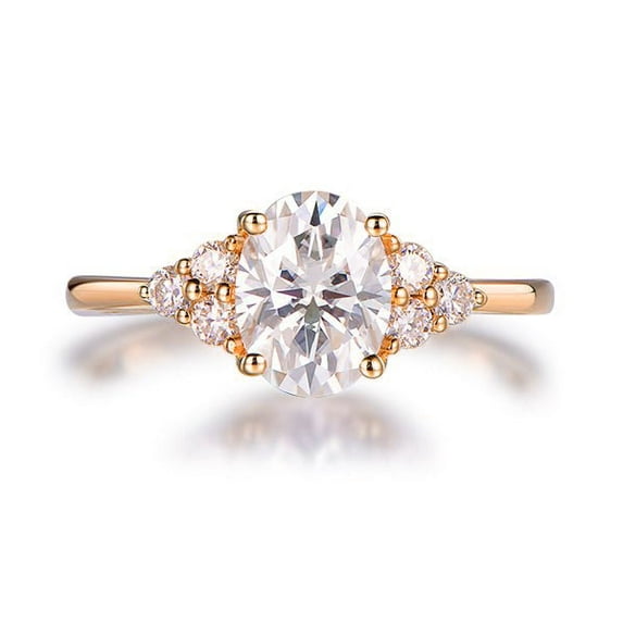 Cora Jewellery 1.35CT Muse Setting Oval Moissanite Solitaire Engagement Ring For Women, 18K Rose Gold