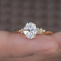 Cora Jewellery 1.35TCW Sonw Drift Oval Moissanite Engagement Ring for Women, 10K Yellow Gold, 5 US