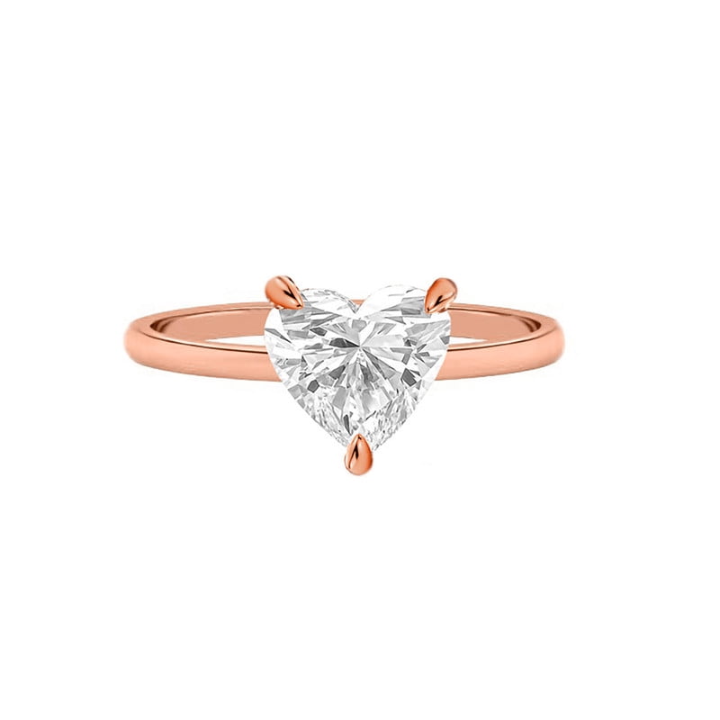 Cora Jewellery 1.5 CT Heart Shaped Moissanite Engagement Ring, Solitaire Ring For Women, 10K Rose Gold, 6 US, Pack of 1
