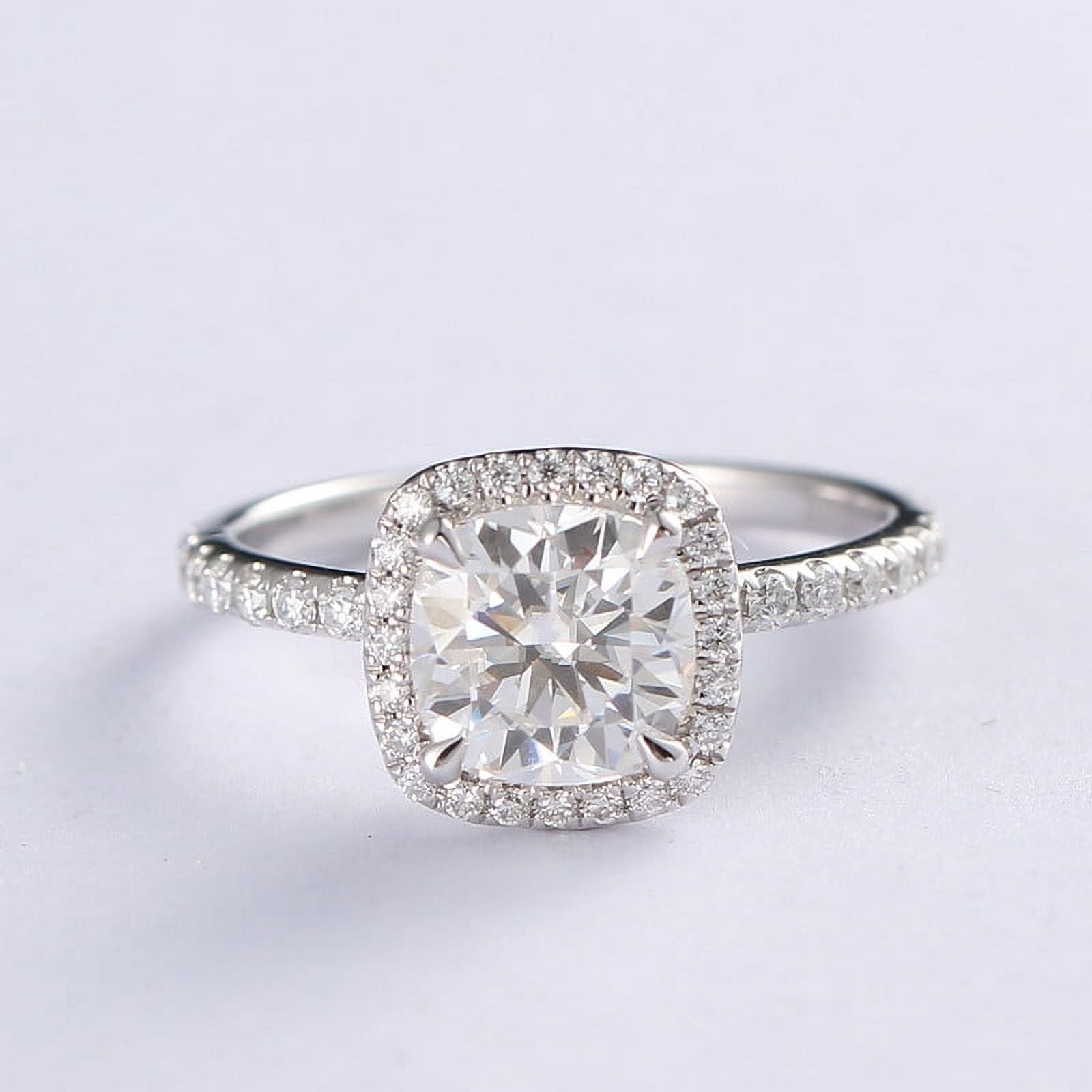 Cora Jewellery 1.5CT Cushion Moissanite Halo Engagement Ring For Women, 14K Rose Gold