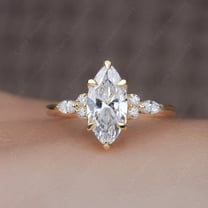 Cora Jewellery 1.5CT Marquise Cut Moissanite Engagement Ring for Women, 10K Yellow Gold, 5 US