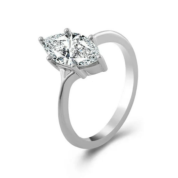 Cora Jewellery 1.5CT Marquise Moissanite Solitaire Engagement Ring For Women, 14K White Gold