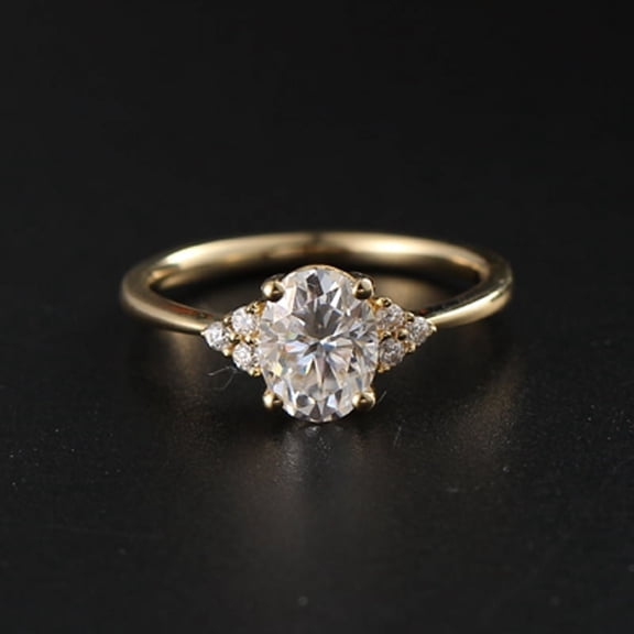 Cora Jewellery 1.5CT Muse Setting Oval Moissanite Engagement Ring For Women, 10K Yellow Gold