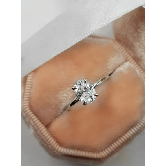 Cora Jewellery 1.5CT Oval Moissanite Hidden Halo Engagement Ring For Women, 10K White Gold