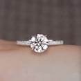 thumbnail image 1 of Cora Jewellery 1.5CT Round Moissanite Hidden Halo Engagement Ring For Women, 10K White Gold, 1 of 7