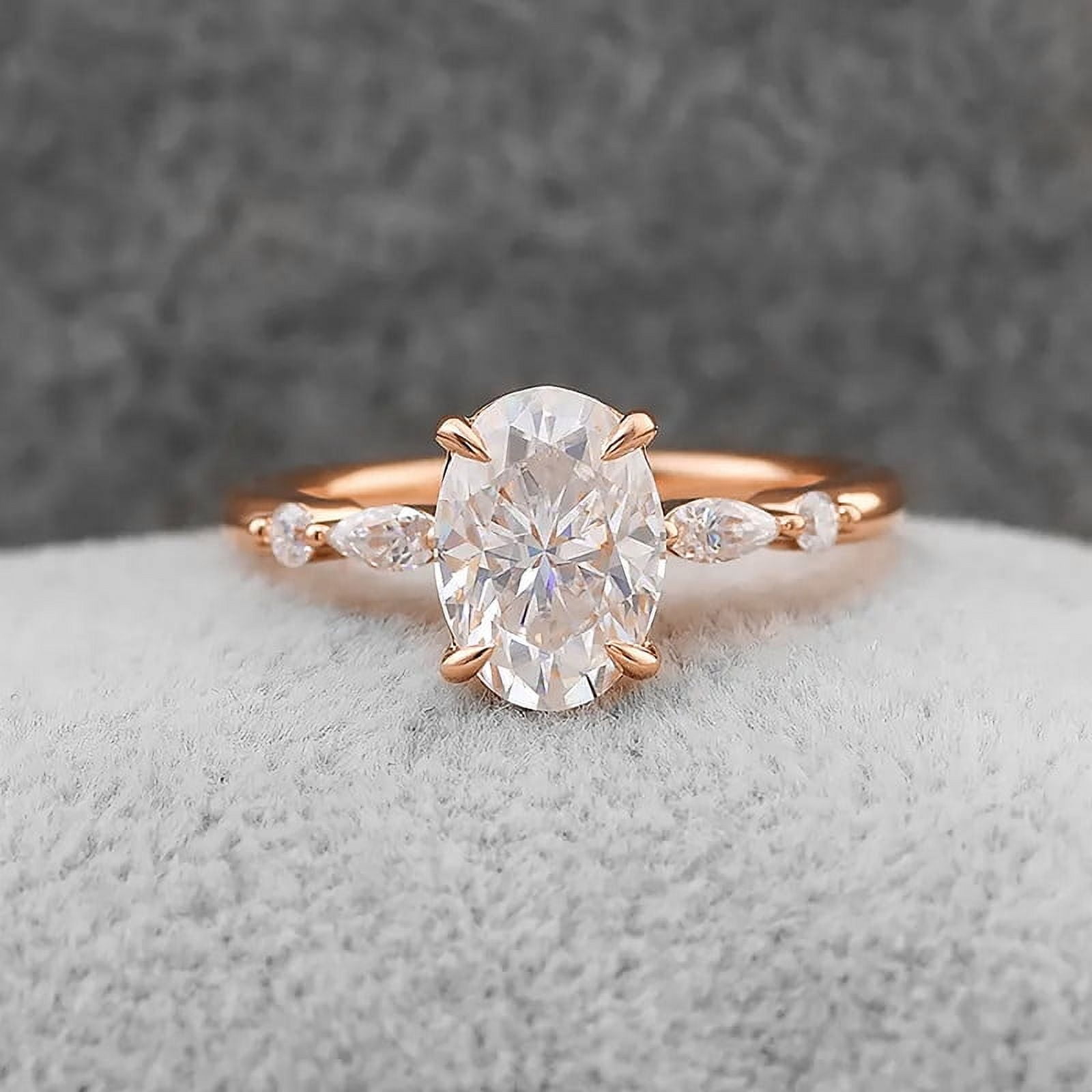 Cora Jewellery 1.5TCW Dainty Oval Moissanite Engagement Ring For Women, 14K Rose Gold