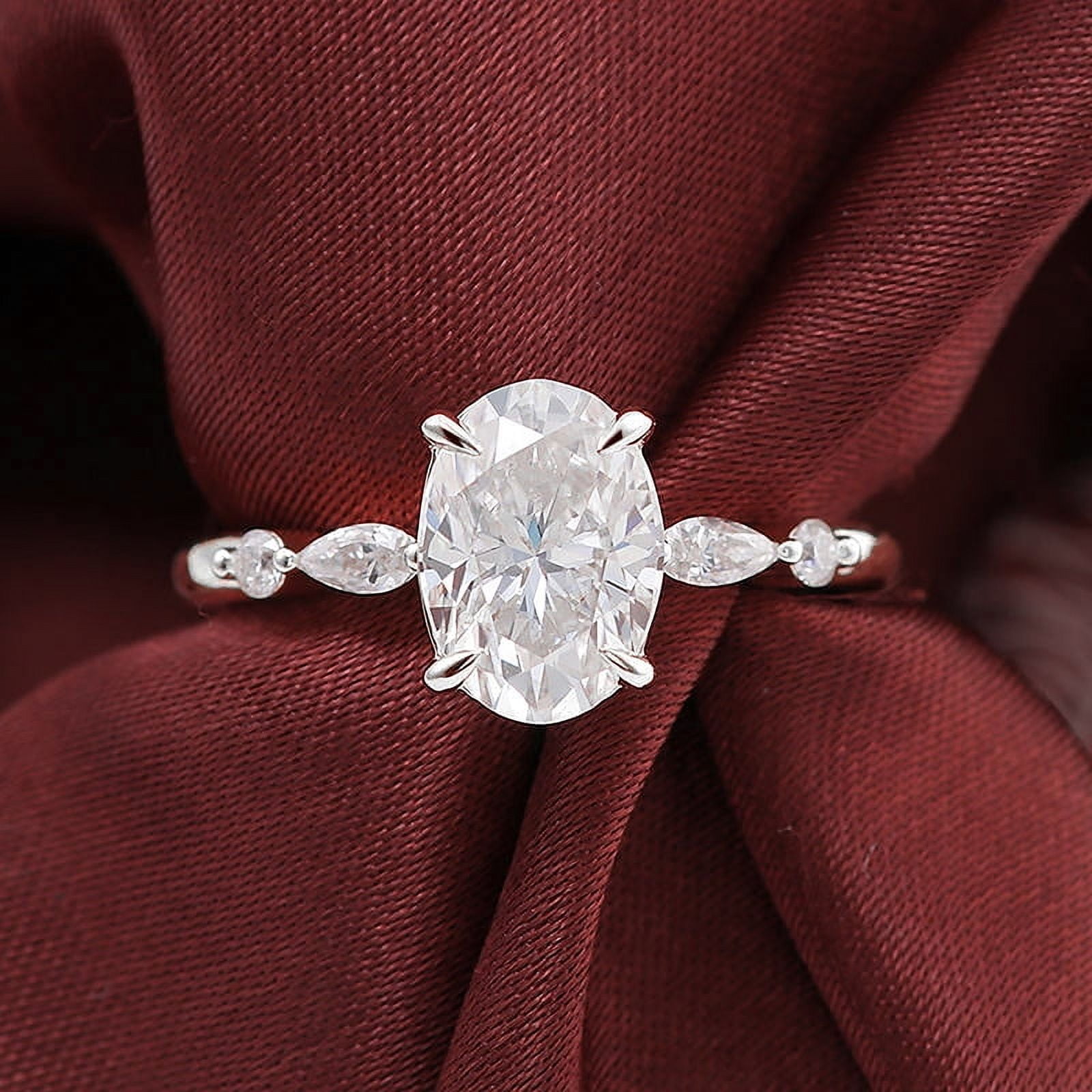 Cora Jewellery 1.5TCW Dainty Oval Moissanite Engagement Ring For Women, 18K White Gold