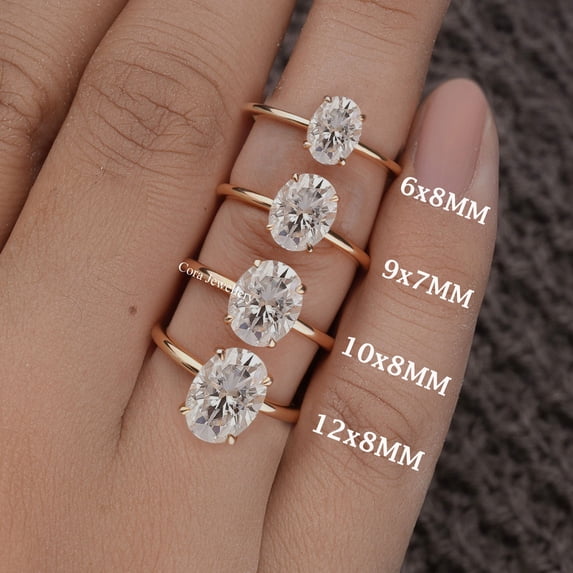 Cora Jewellery 1.68CT Oval Moissanite Solitaire Engagement Ring for Women, 14K Rose Gold