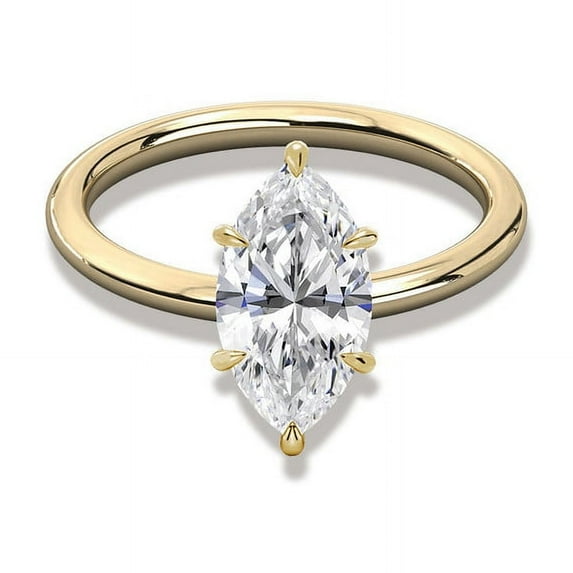 Cora Jewellery 1 CT Marquise Cut Moissanite Engagement Ring, Solitaire Ring For Women, 10K Yellow Gold, 5 US, Pack of 1