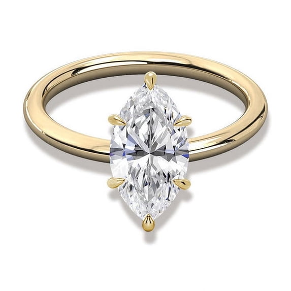 Cora Jewellery 1 CT Marquise Cut Moissanite Engagement Ring, Solitaire Ring For Women, 14K Yellow Gold, 12 US, Pack of 1