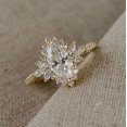 thumbnail image 1 of Cora Jewellery 1CT Art Deco Marquise Moissanite Engagement Ring For Women, 14K Yellow Gold, 1 of 5