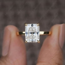 Cora Jewellery 2.50CT Radiant Moissanite Bridge Diamond Solitaire Engagement Ring For Women, 14K Yellow Gold