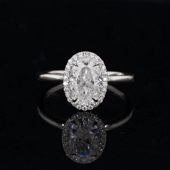 Cora Jewellery 2.5CT Oval Moissanite Ring, Halo Engagement Ring For Women, 10K White Gold