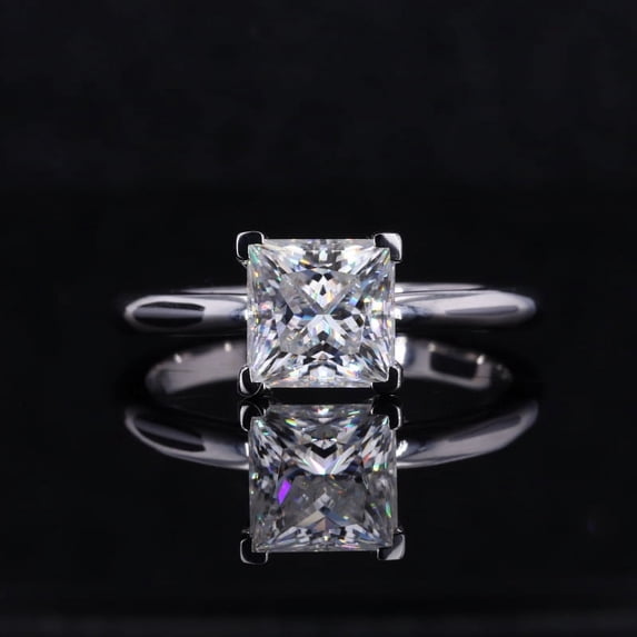Cora Jewellery 2.5CT Princess Moissanite Solitaire Engagement Ring For Women, 14K Yellow Gold