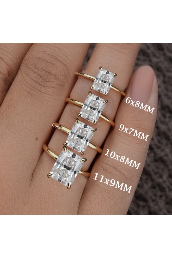 2.5CT Radiant Moissanite Soliatire Engagement Ring for Women, 10K Yellow Gold