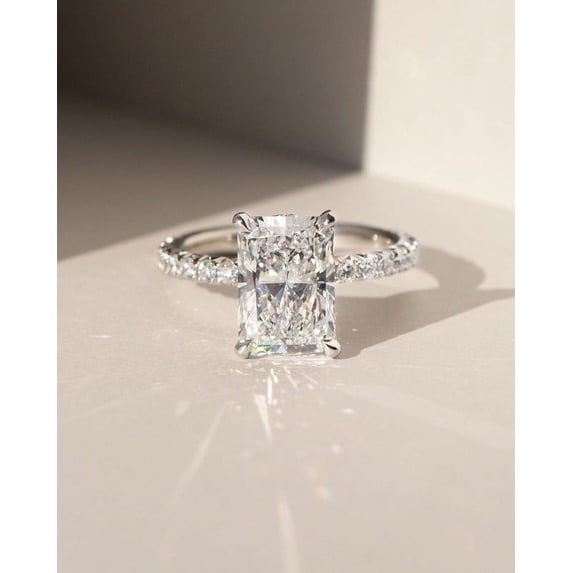 Cora Jewellery 2.5CT Radiant Moissanite Hidden Halo Engagement Ring For Women, 14K Yellow Gold