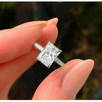 Cora Jewellery 2.5CT Radiant Moissanite Hidden Halo Engagement Ring For Women, 14K Yellow Gold