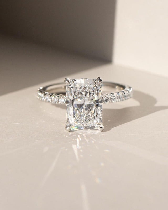 Cora Jewellery 2.5CT Radiant Moissanite Hidden Halo Engagement Ring For Women, 18K Rose Gold
