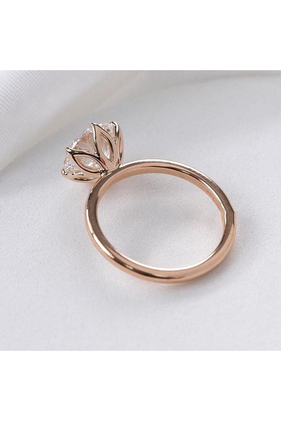 2.5CT Tulip Setting Round Moissanite Solitaire Engagement Ring For Women, 10K Rose Gold
