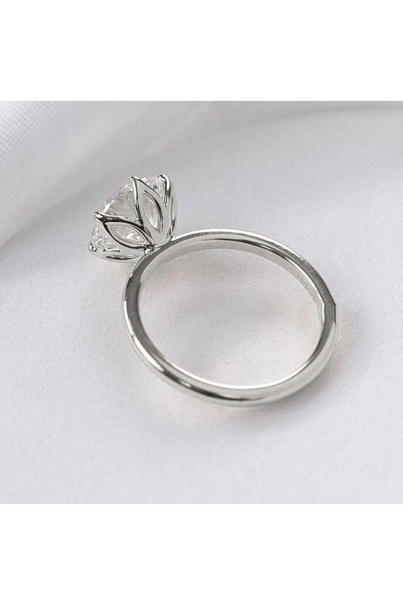 2.5CT Tulip Setting Round Moissanite Solitaire Engagement Ring For Women, 10K White Gold