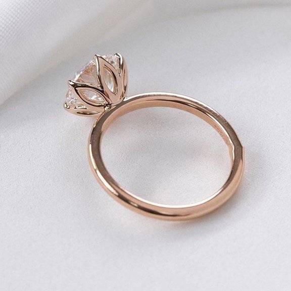 Cora Jewellery 2.5CT Tulip Setting Round Moissanite Solitaire Engagement Ring For Women, 14K Rose Gold