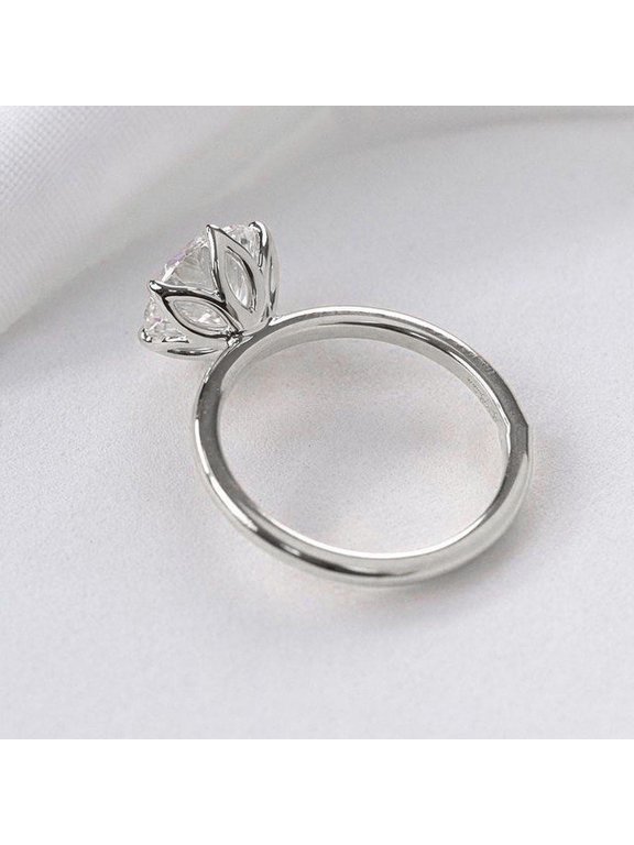2.5CT Tulip Setting Round Moissanite Solitaire Engagement Ring For Women, 14K White Gold