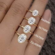 Cora Jewellery 2.65CT Bezel set Oval Moissanite Enagagement Ring for Women, 14K Yellow Gold