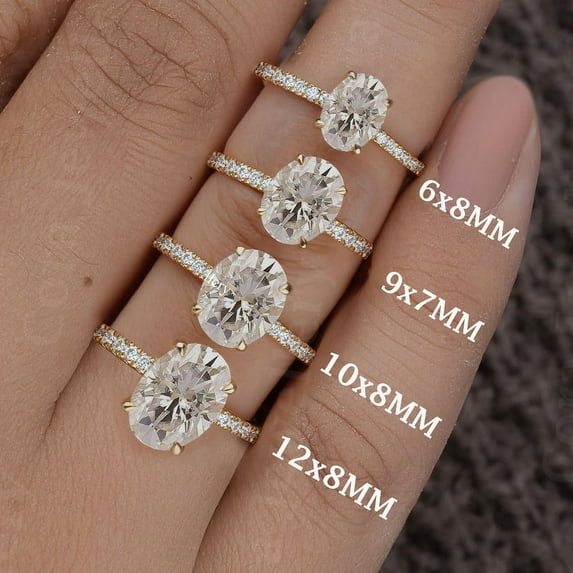 Cora Jewellery 2.72CT Oval Moissanite Enagagement Ring for Women, 10K Yellow Gold