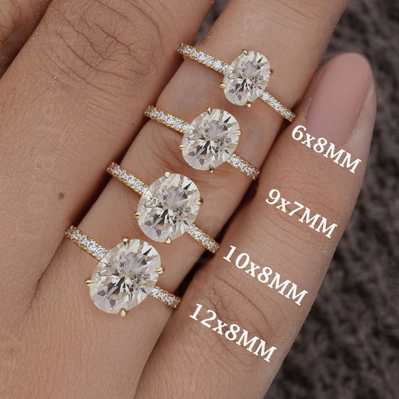 Cora Jewellery 2.72CT Oval Moissanite Enagagement Ring for Women, 18K Yellow Gold