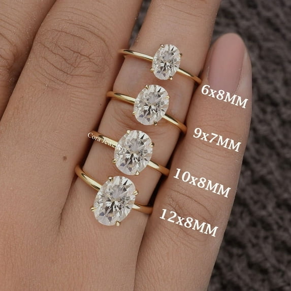 Cora Jewellery 2.72CT Oval Moissanite Solitaire Enagagement Ring for Women, 10K Yellow Gold