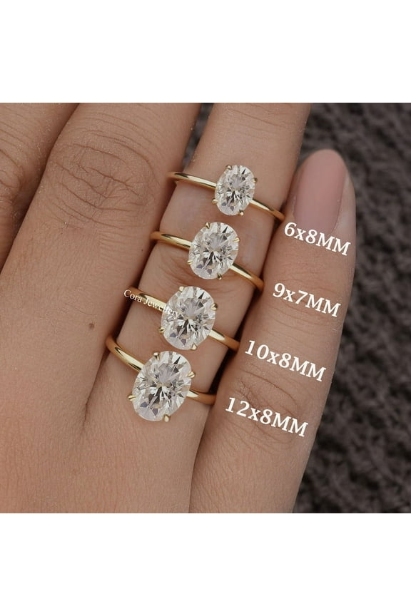 2.72CT Oval Moissanite Solitaire Engagement Ring for Women, 14K Yellow Gold
