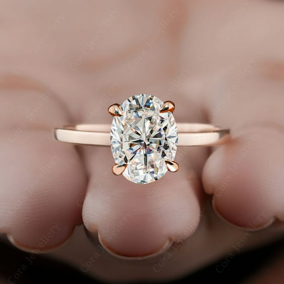 Cora Jewellery 2.75 CT Oval Moissanite Engagement Ring, 10x8MM Oval Solitaire Ring For Women, 10K Rose Gold, 10 US, Pack of 1