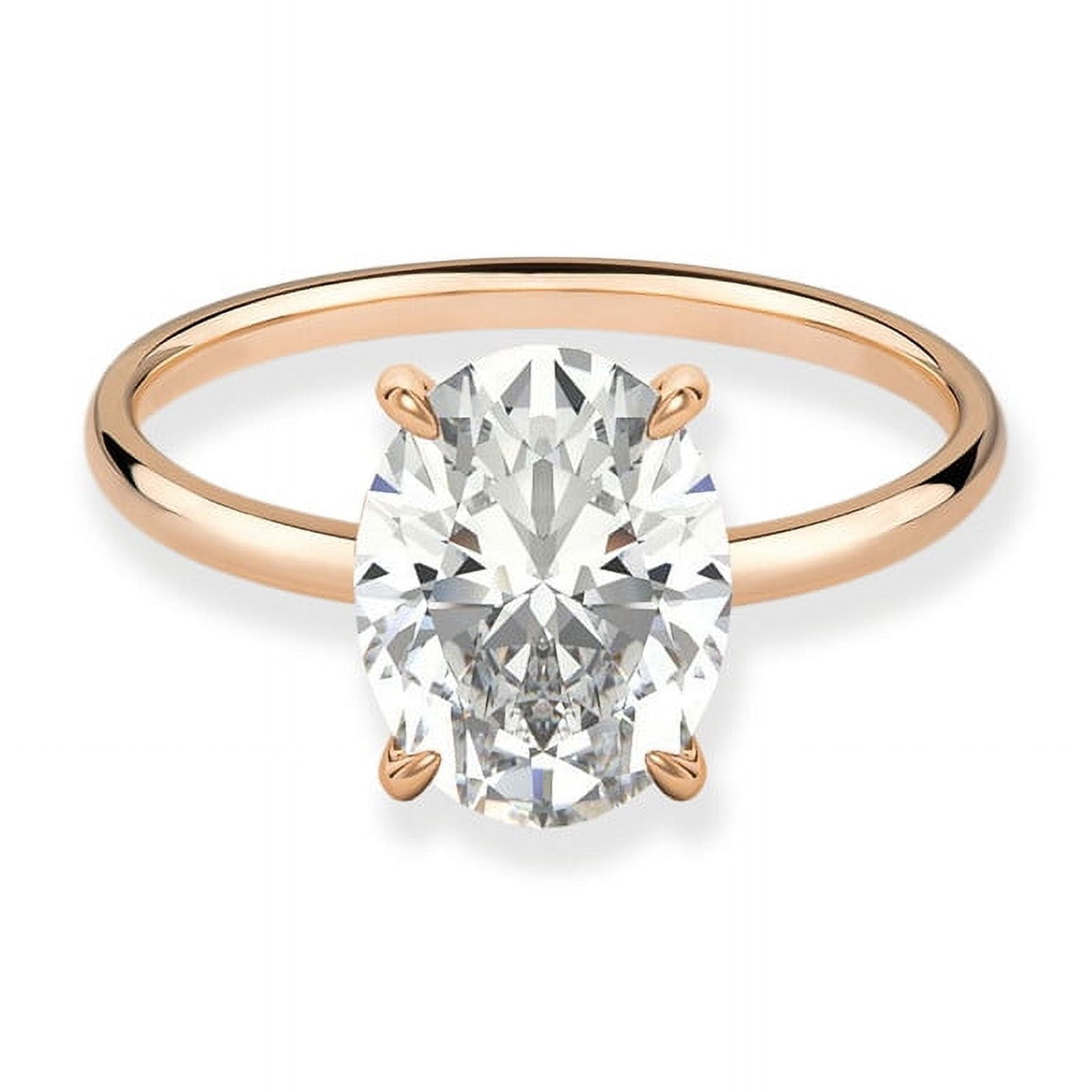 Cora Jewellery 2.75 CT Oval Moissanite Hidden Halo Engagement Ring for Women, 14K Rose Gold, 5 US