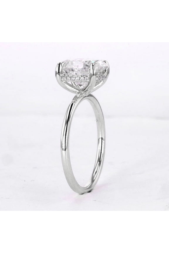2.75CT Hidden Halo Oval Moissanite Engagement Ring For Women, 10K White Gold