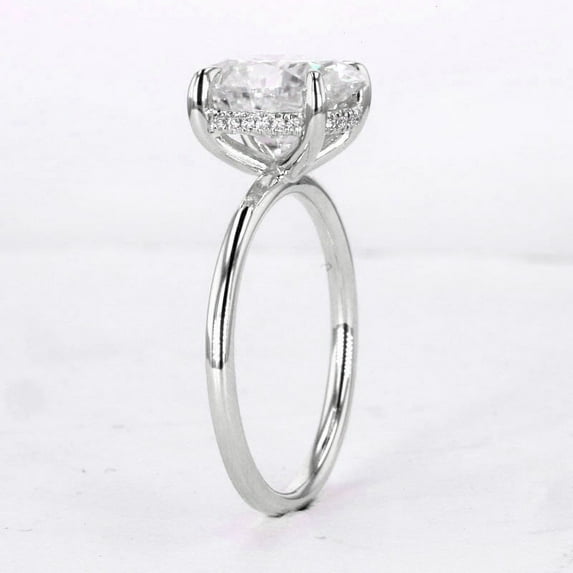 Cora Jewellery 2.75CT Hidden Halo Oval Moissanite Engagement Ring For Women, 14K White Gold