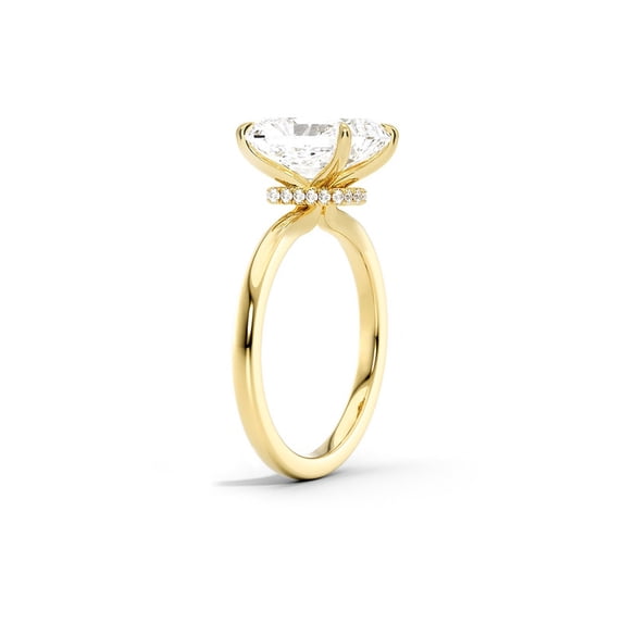 Cora Jewellery 2.75CT Oval Moissanite Engagement Ring, Soliatire Hidden Halo Ring for Women, 14K Yellow Gold, 5 US